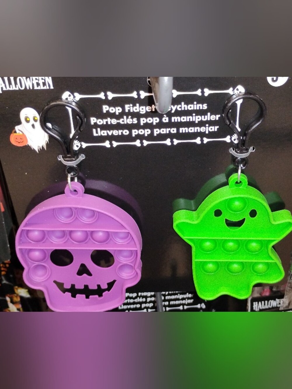 Kids Halloween Themed Pop-it Fidget Keychain Set